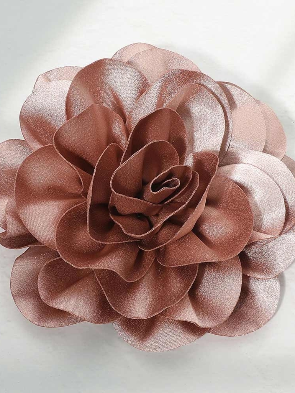Brown Oversized Fabric Camellia Flower Brooch Pin Hairpin 3D Womens Statement